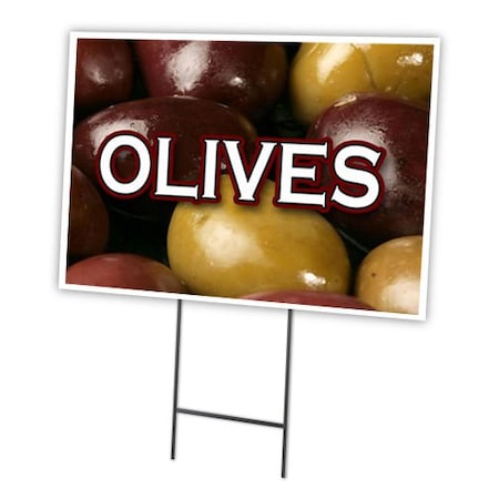 Signmission Olives Yard Sign & Stake outdoor plastic coroplast window, C-1216 Olives C-1216 Olives